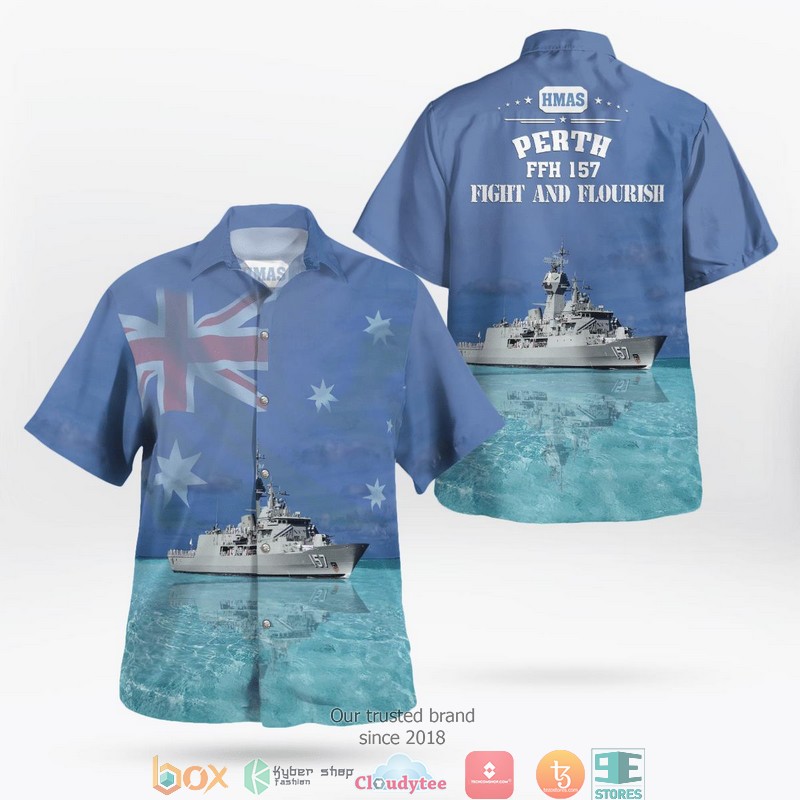 Royal Australian Navy RAN HMAS Swan DE 50 River-class Destroyer Escort Hawaiian Shirt