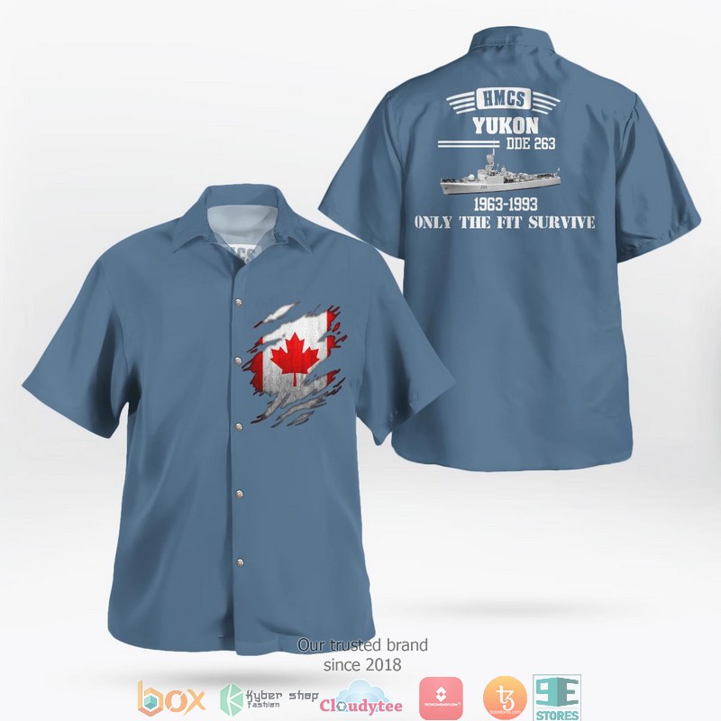 Royal Canadian Navy RCN HMCS Saskatchewan DDE 262 Mackenzie-class destroyer Hawaiian Shirt