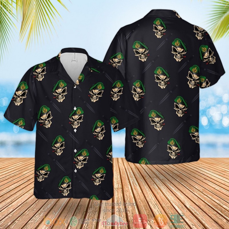 Royal Marines Commando Dagger Millitary Green Short Sleeve Hawaiian Shirt