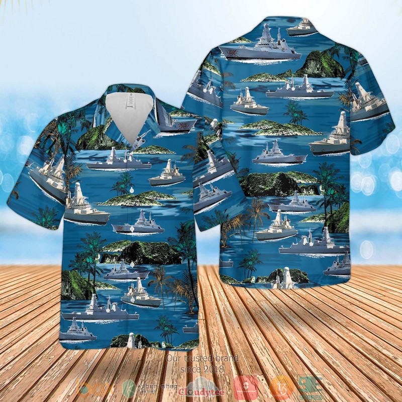 Royal Navy Daring Class TYPE 45 DESTROYER Hawaiian Shirt, Short