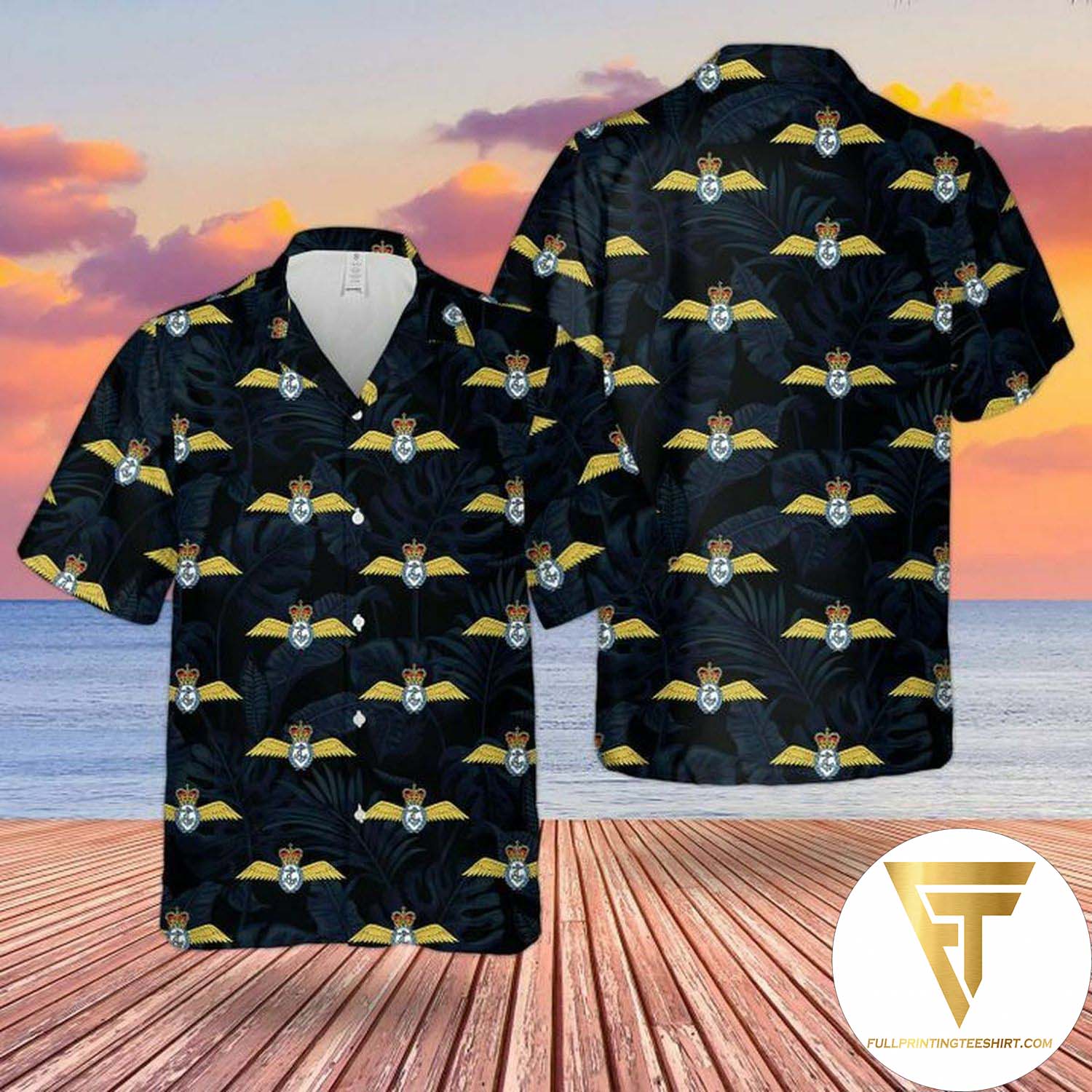 Royal Navy Dolphins Badge Hawaiian Shirt And Beach Shorts