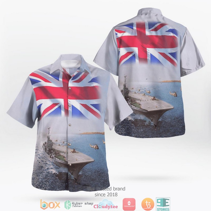 Royal Navy HMS Ark Royal 91 Aircraft Carrier Hawaiian Shirt