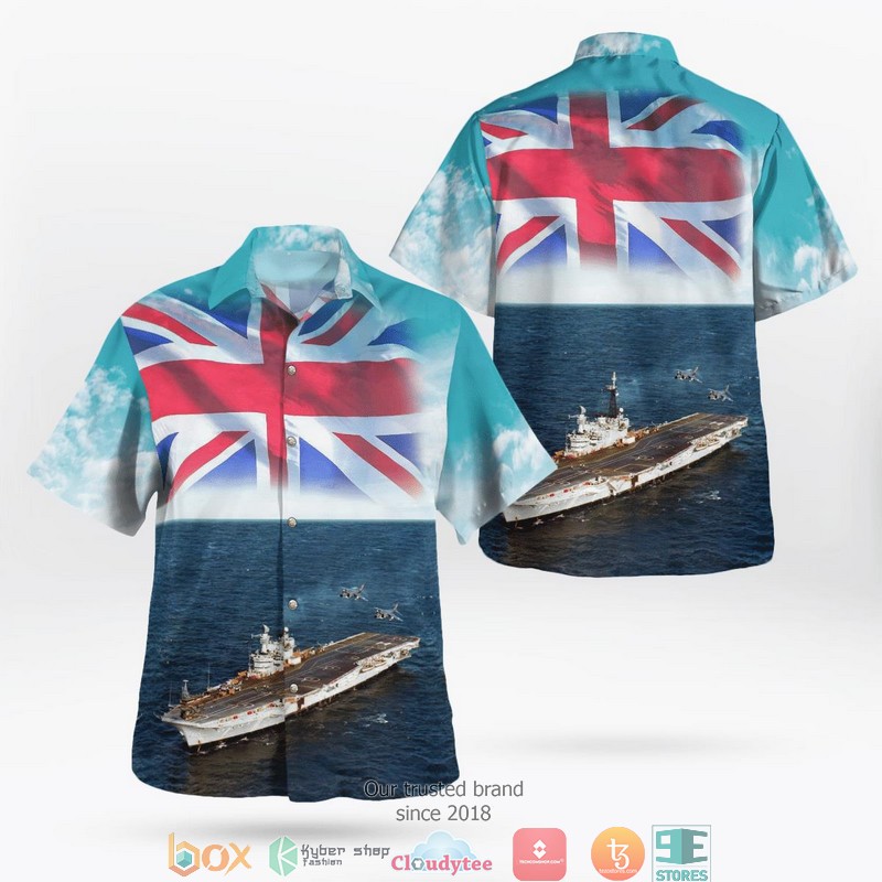 Royal Navy HMS Illustrious R06 Invincible-class Aircraft Carrier Hawaiian Shirt