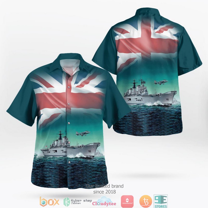 Royal Navy MERLIN HM MK2 Black Short Sleeve Hawaiian Shirt