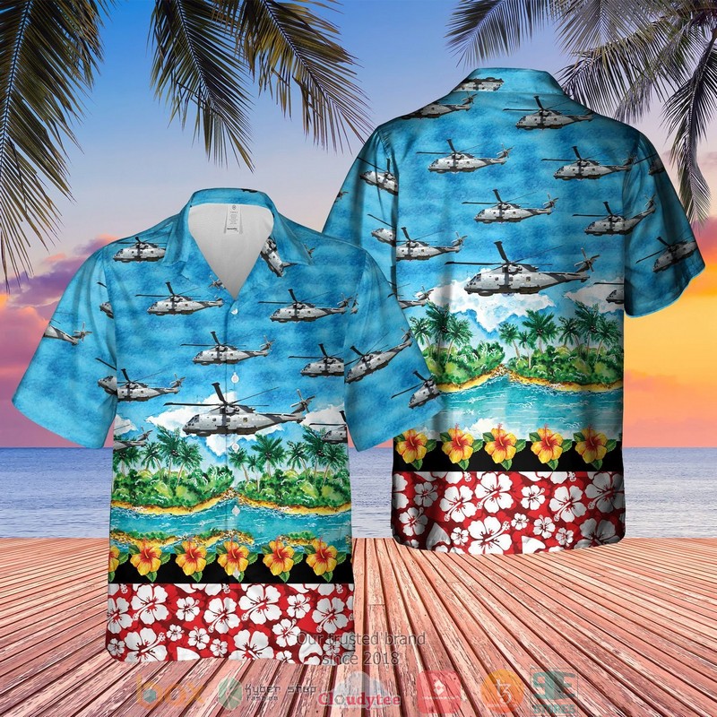 Royal Navy MERLIN HM MK2 Sunset Short Sleeve Hawaiian Shirt