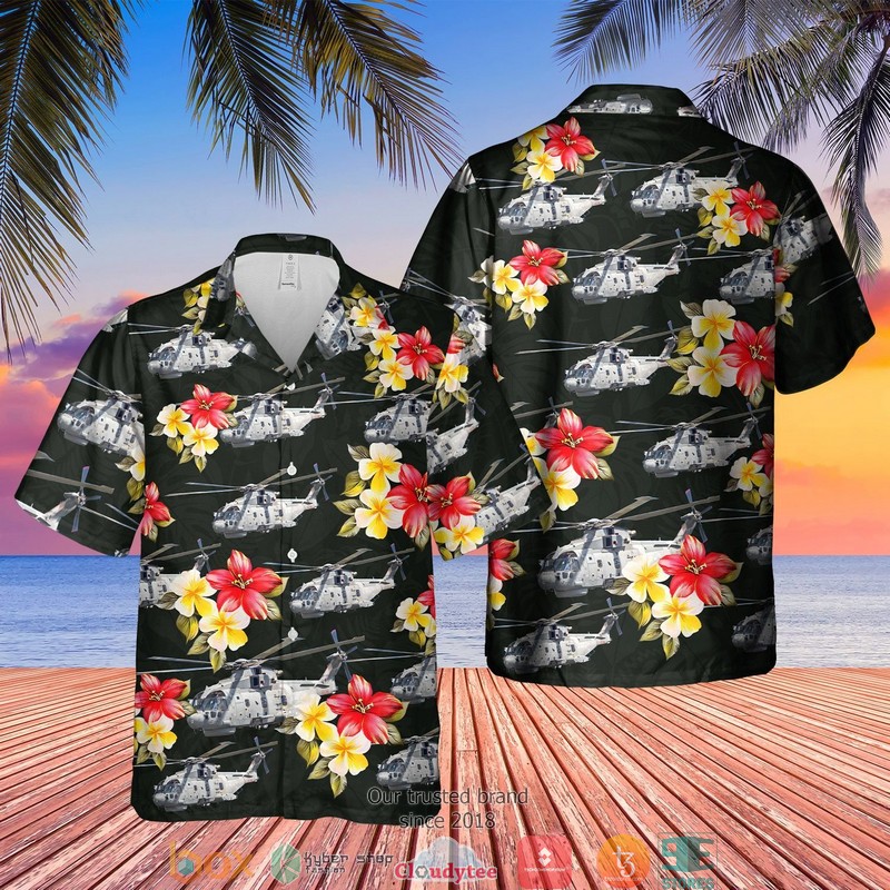 Royal Navy MERLIN HM MK4 Sunset Hawaiian Shirt