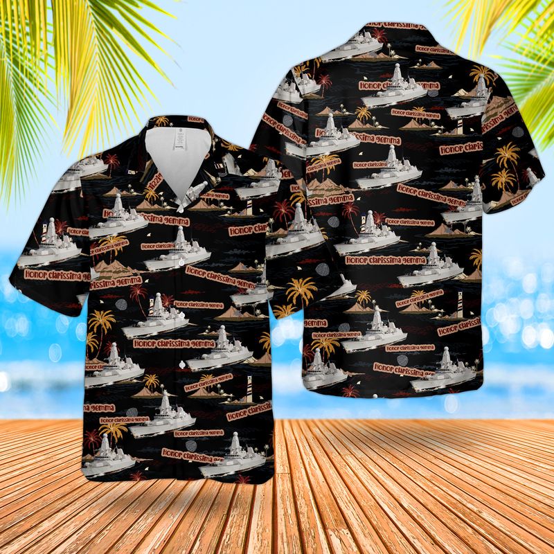 Royal Navy RN HMS Dragon D35 Type 45 Daring-class Guided missile destroyer Hawaiian Shirt