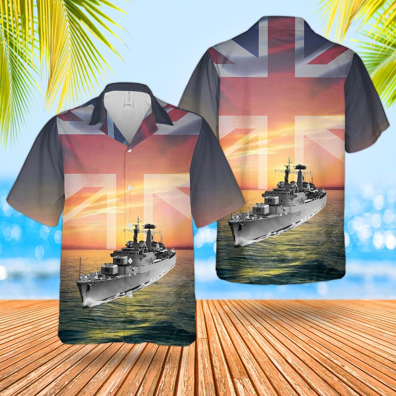 Royal Navy RN HMS Newcastle D87 Type 42 Sheffield class Destroyer Hawaiian Shirt