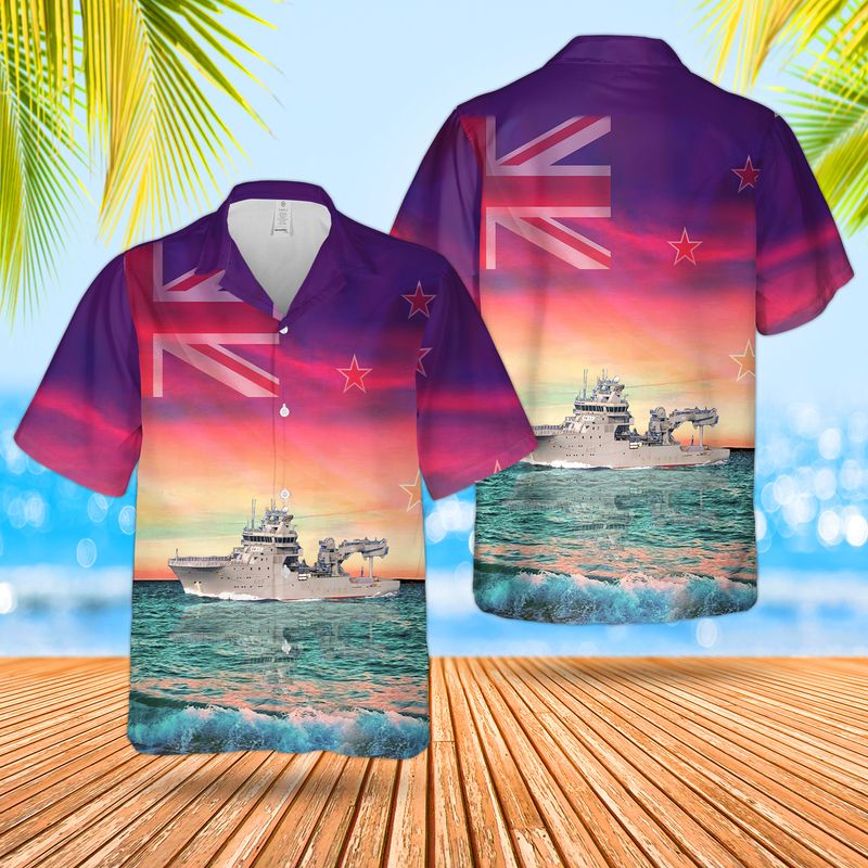 Royal New Zealand Navy HMNZS Manawanui A09 1988 Diving Tender Hawaiian Shirt