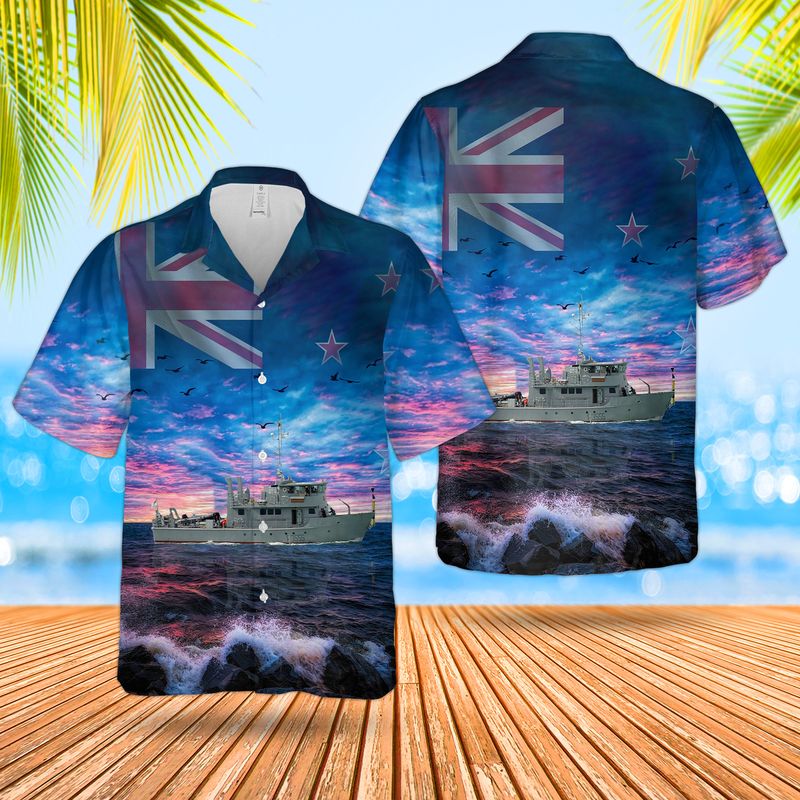 Royal New Zealand Navy RNZN HMNZS Wellington F69 Leander-class frigate Hawaiian Shirt