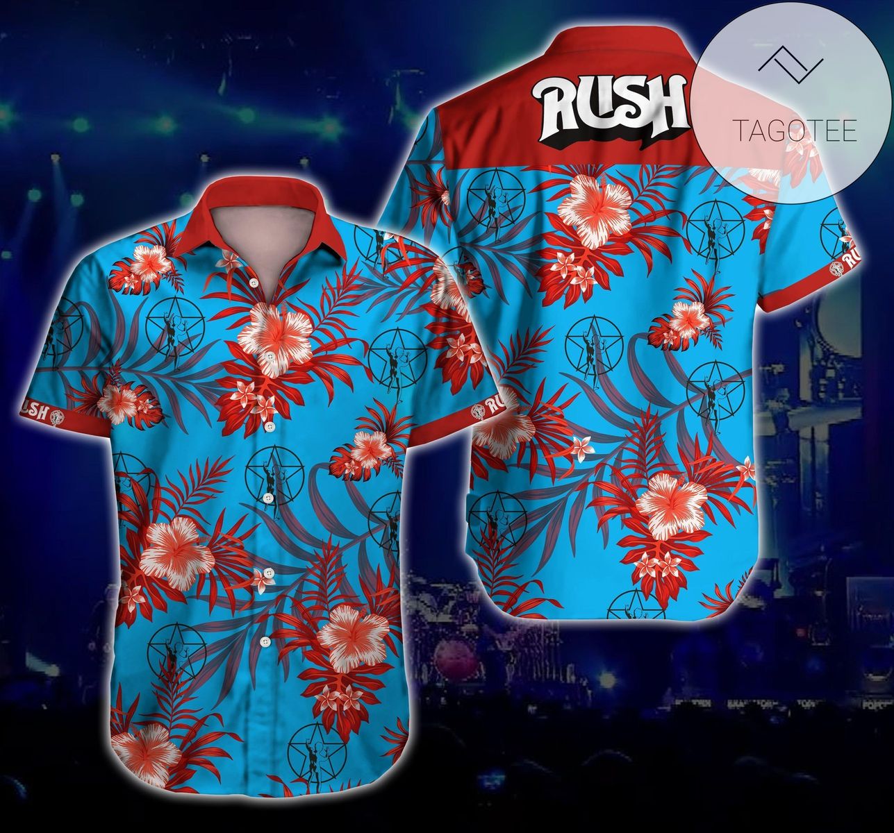 Rush Rock Music Band Hawaiian Graphic Print Short Sleeve Hawaiian Casual Shirt