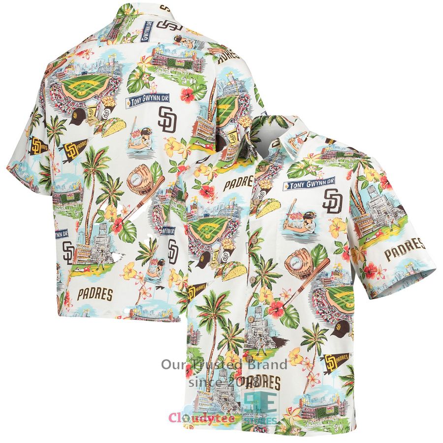 San Diego Padres Reyn Spooner Scenic Logo White Hawaiian Shirt