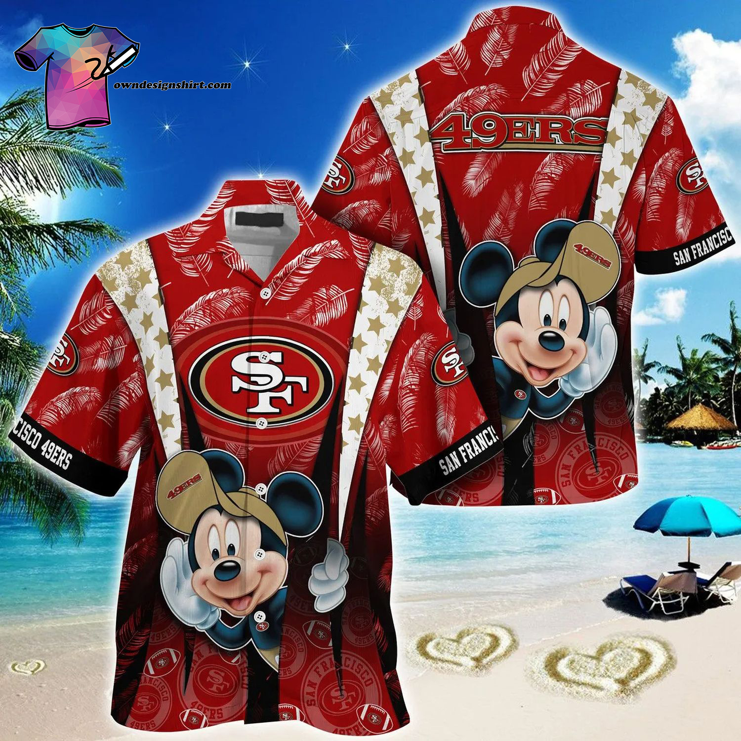 San Francisco 49ers And Mickey Mouse Sports Fan All Over Print Hawaiian Shirt