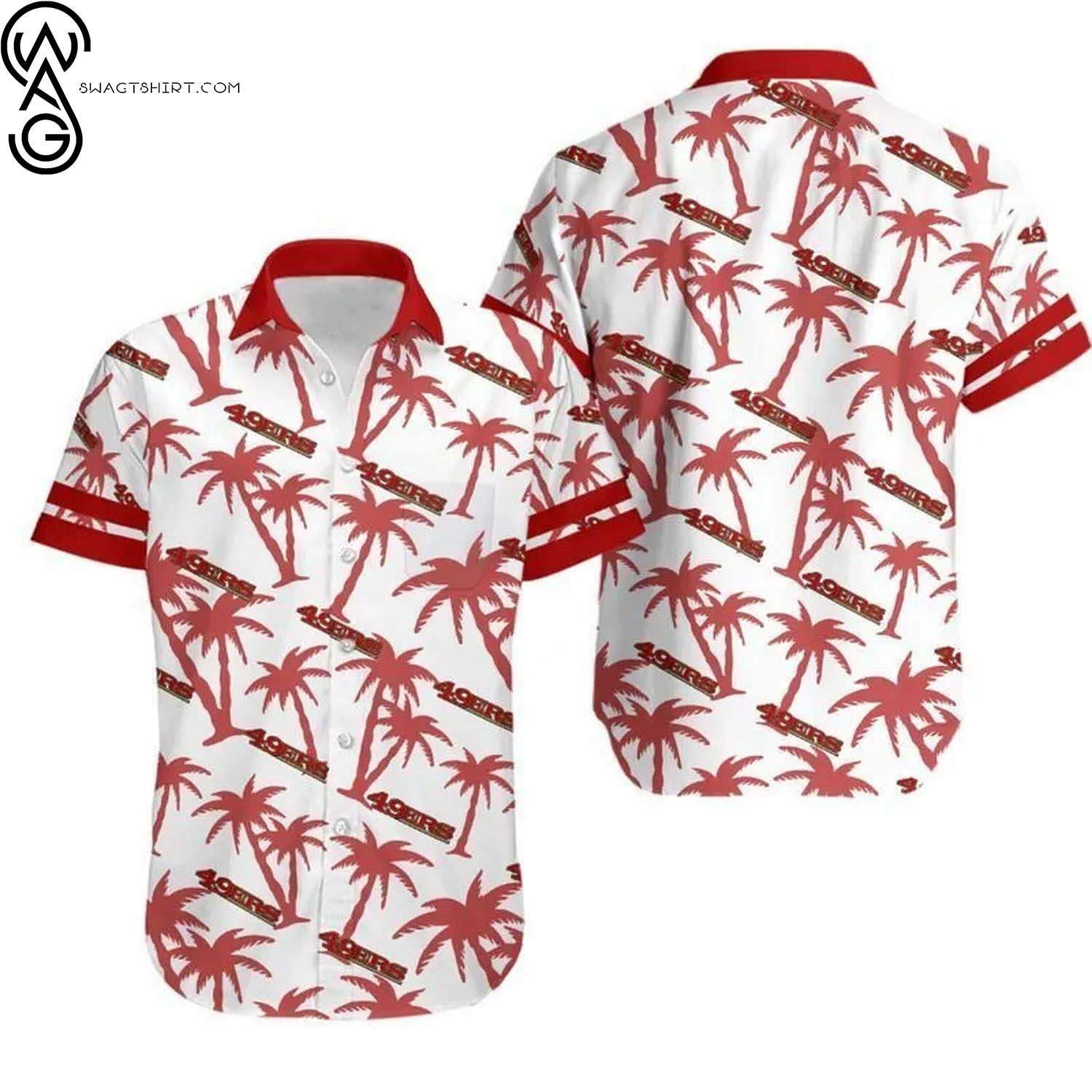 San Francisco 49ers Coconut Leaves And Skulls Summer Aloha Hawaiian Shirt