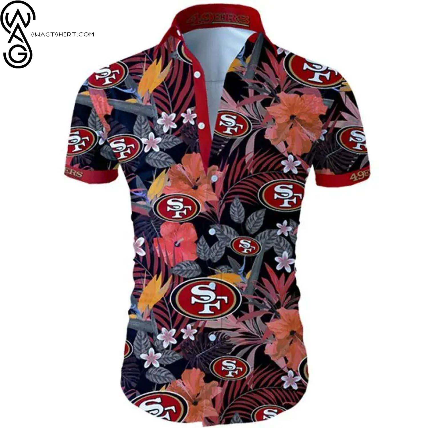 San Francisco 49ers Flower And Logo Summer Aloha Hawaiian Shirt