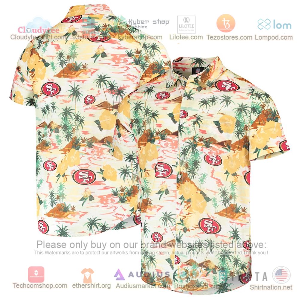 San Francisco 49ers FOCO Paradise Floral Button-Up Hawaiian Shirt