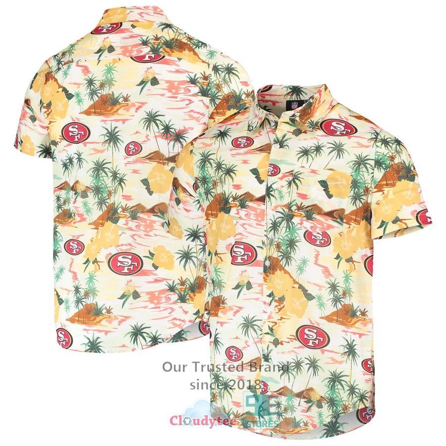 San Francisco 49ers FOCO Paradise Floral Cream Hawaiian Shirt