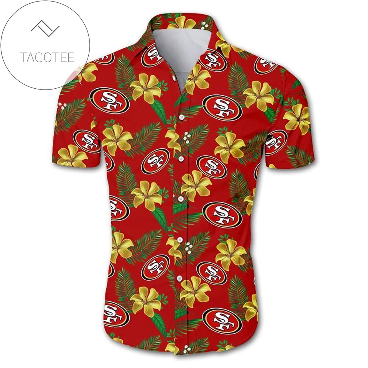 San Francisco 49ers Hawaiian 3d Shirt Floral Button Up Slim Fit Body- Nfl