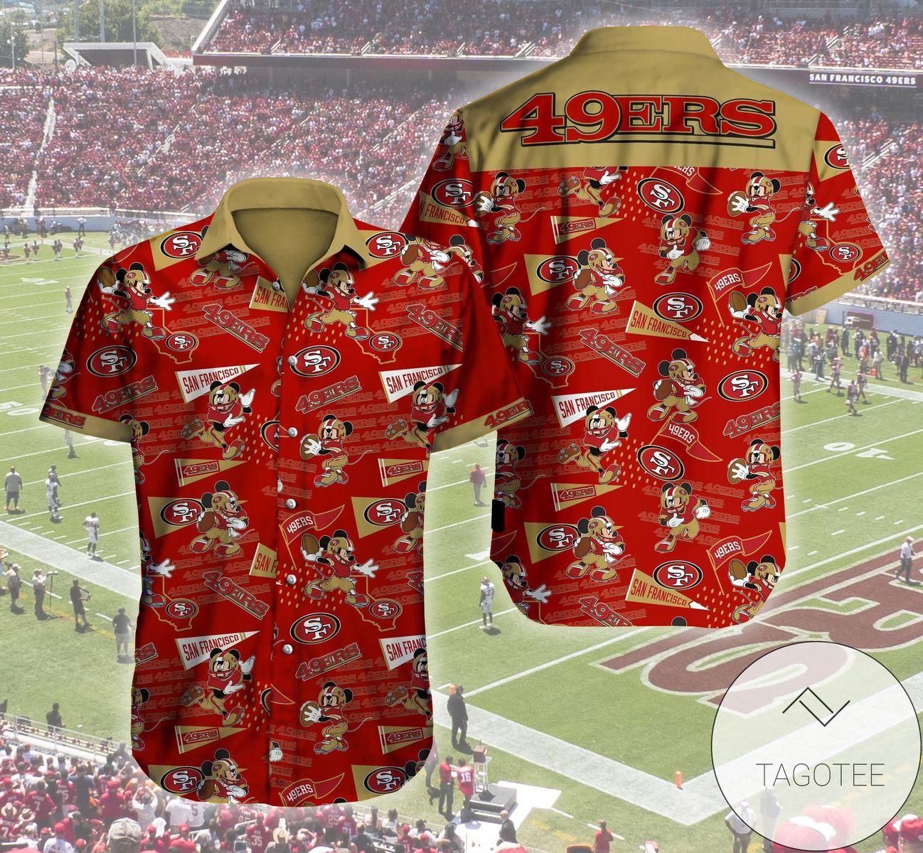 San Francisco 49ers LV All Over Print Summer Short Sleeve Hawaiian Beach Shirt – Red