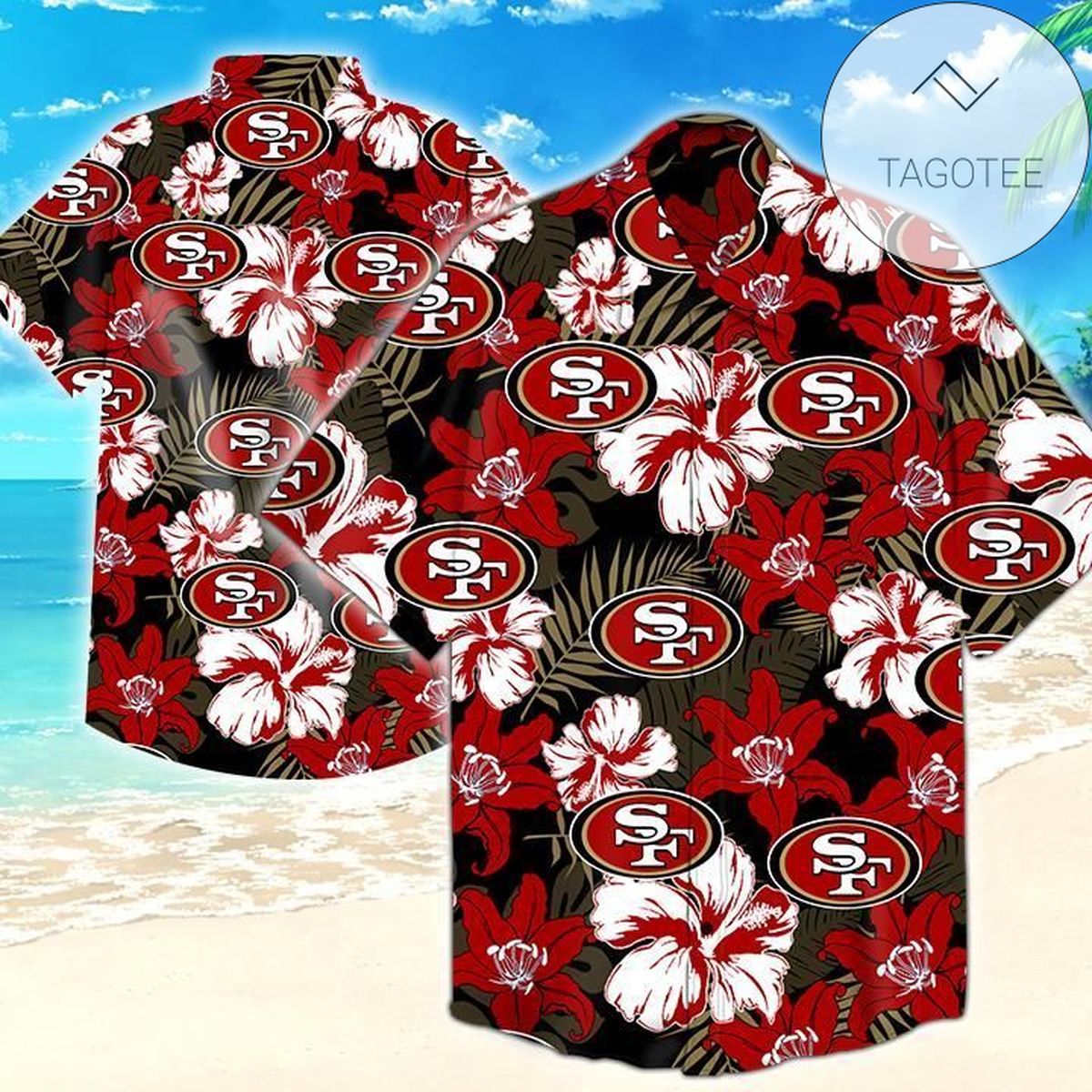 San Francisco 49ers Nfl Mens Hawaiian Button Up Shirt