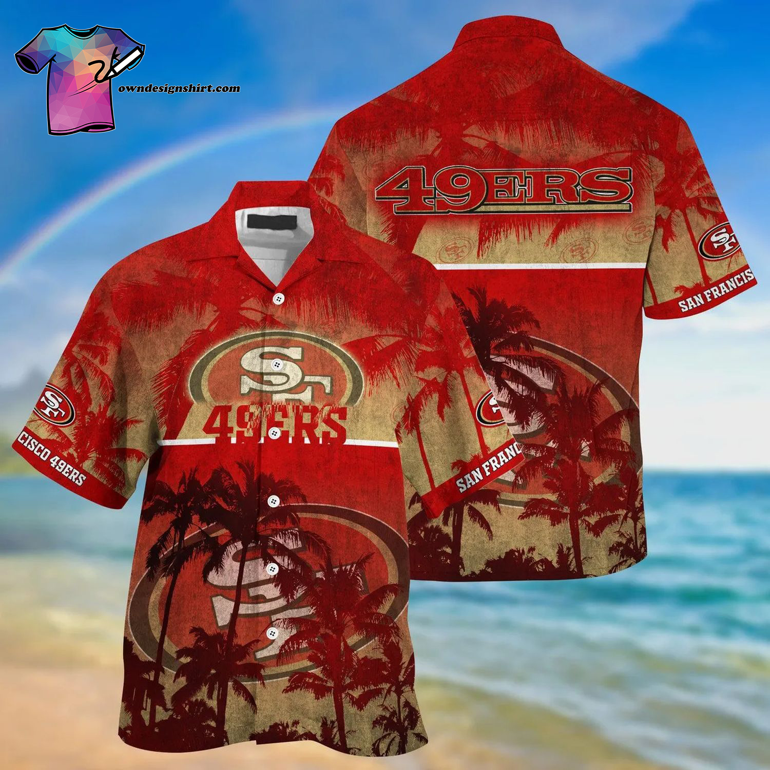 San Francisco 49ers Skull And Hibiscus Flower Summer Aloha Hawaiian Shirt