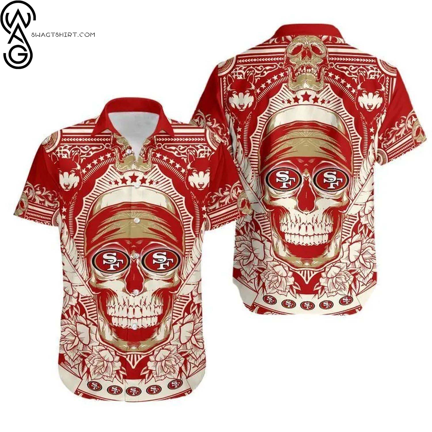 San Francisco 49ers Snake And Skull Summer Aloha Hawaiian Shirt