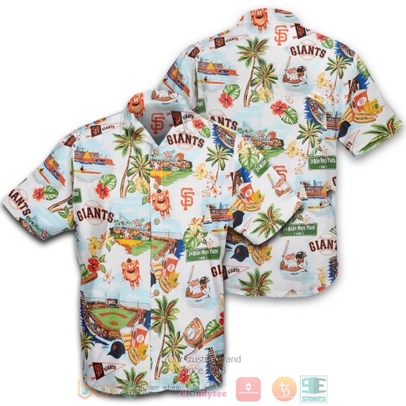 San Francisco Giants Tommy Bahama Coconut Point Playa Floral Black Hawaiian Shirt