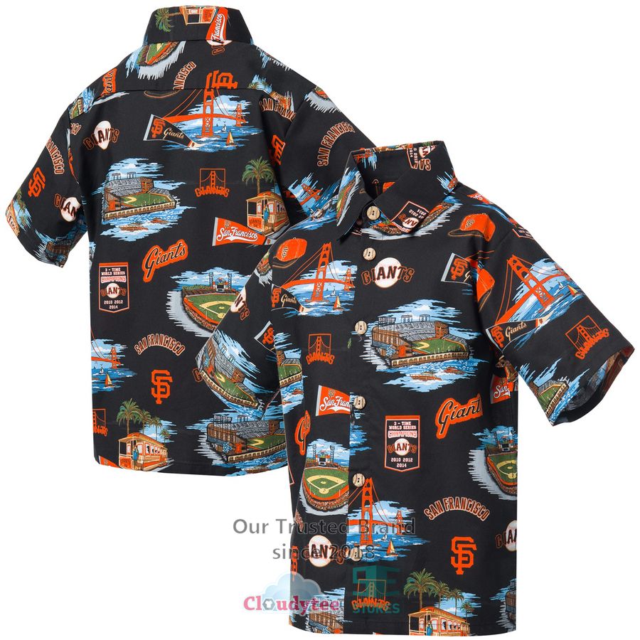 San Francisco Giants Reyn Spooner Youth Scenic Black Hawaiian Shirt