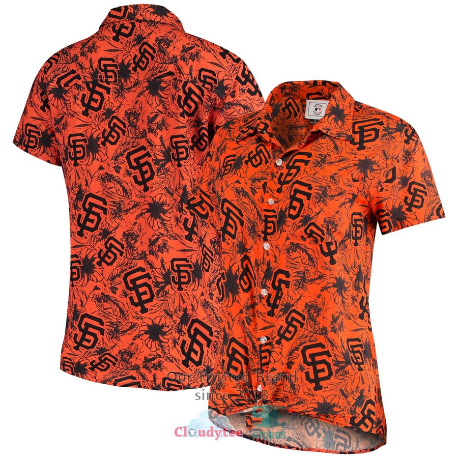 San Francisco Giants Women’s Tonal Print Orange and Black Hawaiian Shirt