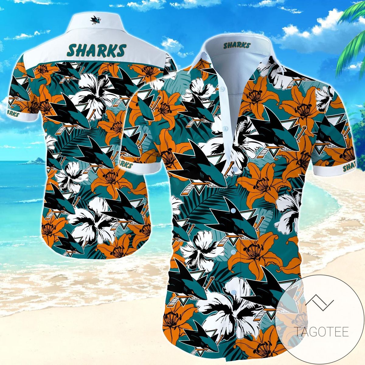 San Jose Sharks Authentic Hawaiian Shirt 2022 Floral Button Up Slim Fit Body