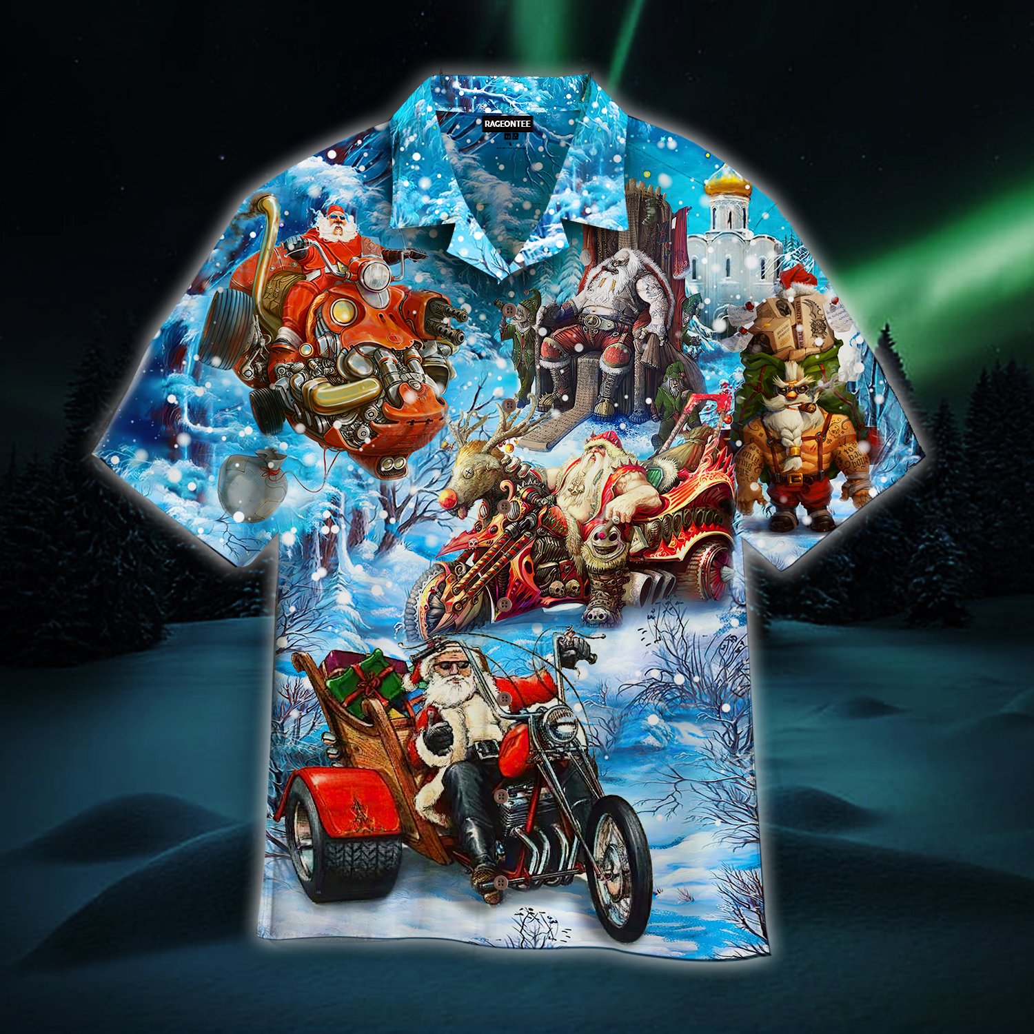 Santa Biker Hawaiian Shirt For Men Women