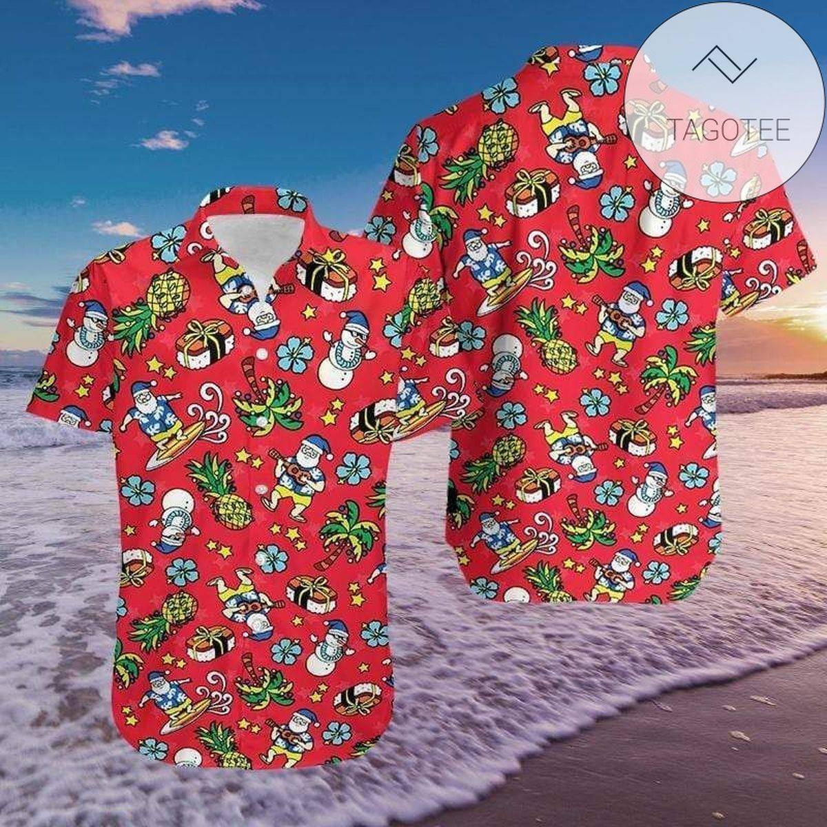 Santa Claus Playing Toy Train Merry Christmas Authentic Hawaiian Shirt 2022s 71220dh