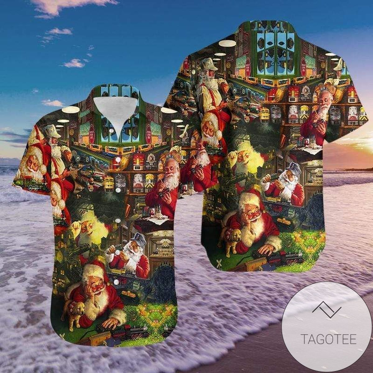 Santa Claus Playing Guitar Pineapple Red 2022 Authentic Hawaiian Shirts