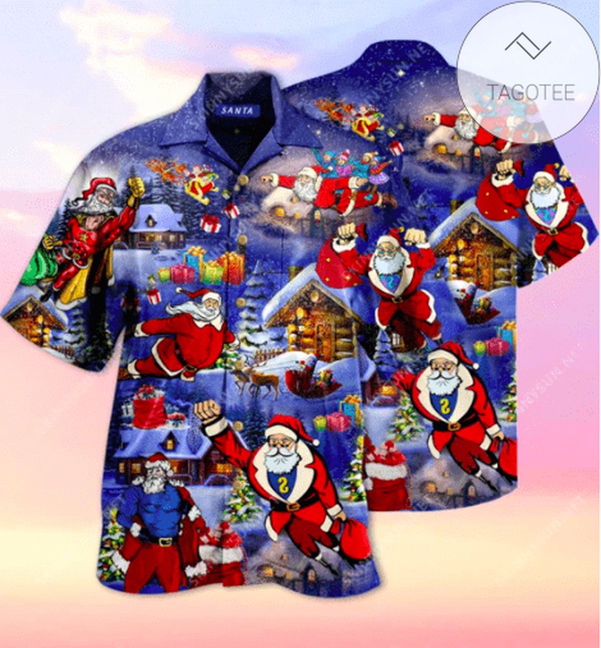 Santa Claus Skull Christmas Halloween Unisex Hawaiian Shirts KV