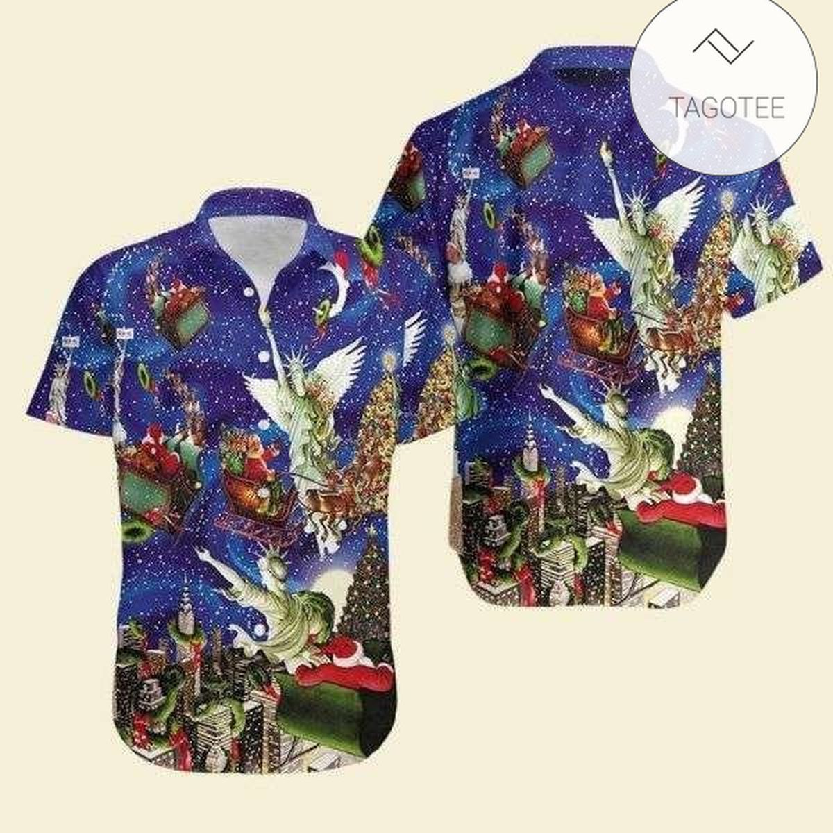 Santa Love American Football Green Red Hawaiian Aloha Shirts