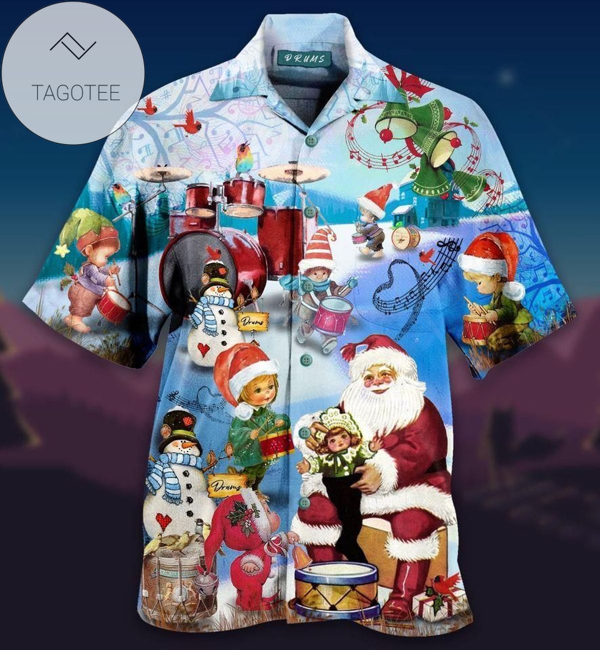 Santa On Motorcycle Blue Christmas Hawaiian Shirt