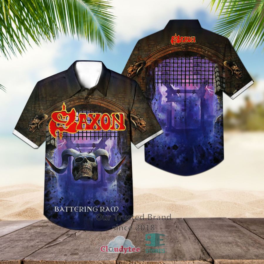 Saxon Band Denim and Leather Album Hawaiian Shirt