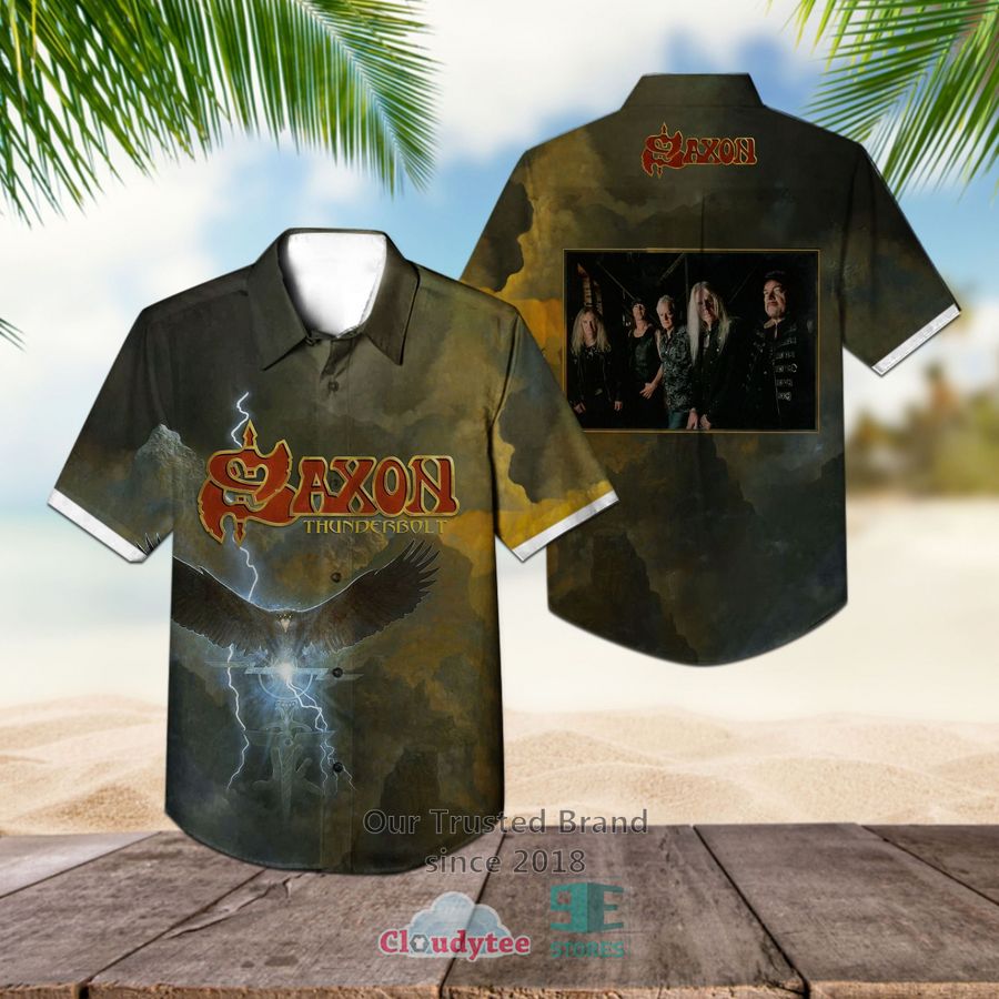 Saxon Band Denim and Leather Album Hawaiian Shirt