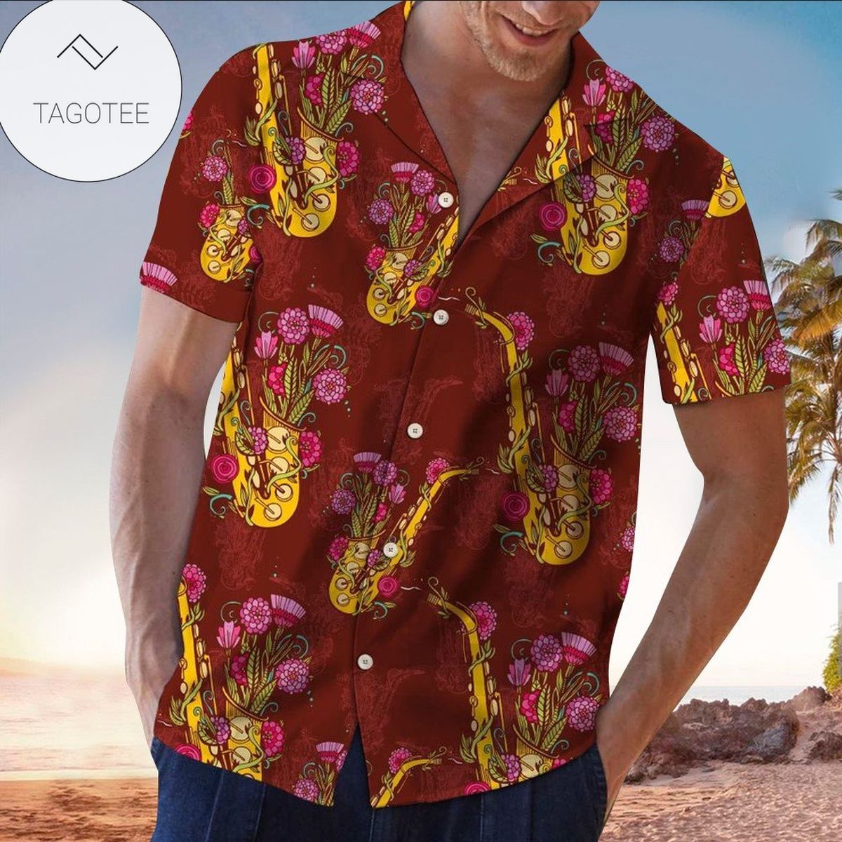 Saxophone Hawaiian Shirt Saxophone Button Up Shirt