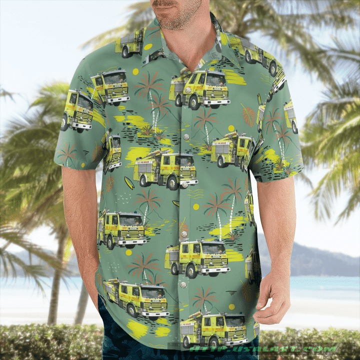 Scania Fire Truck Palm Tree Hawaiian Shirt