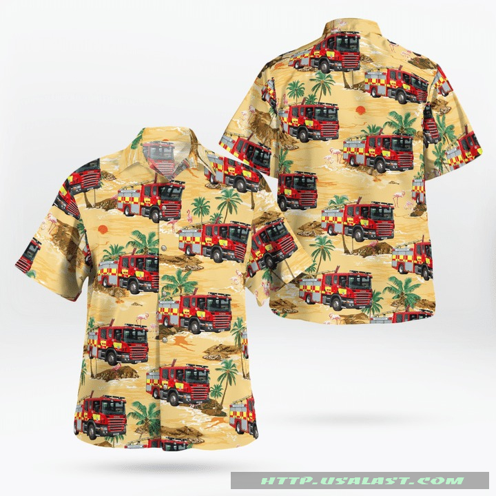 Scania Fire Truck Button Hawaiian SHirt