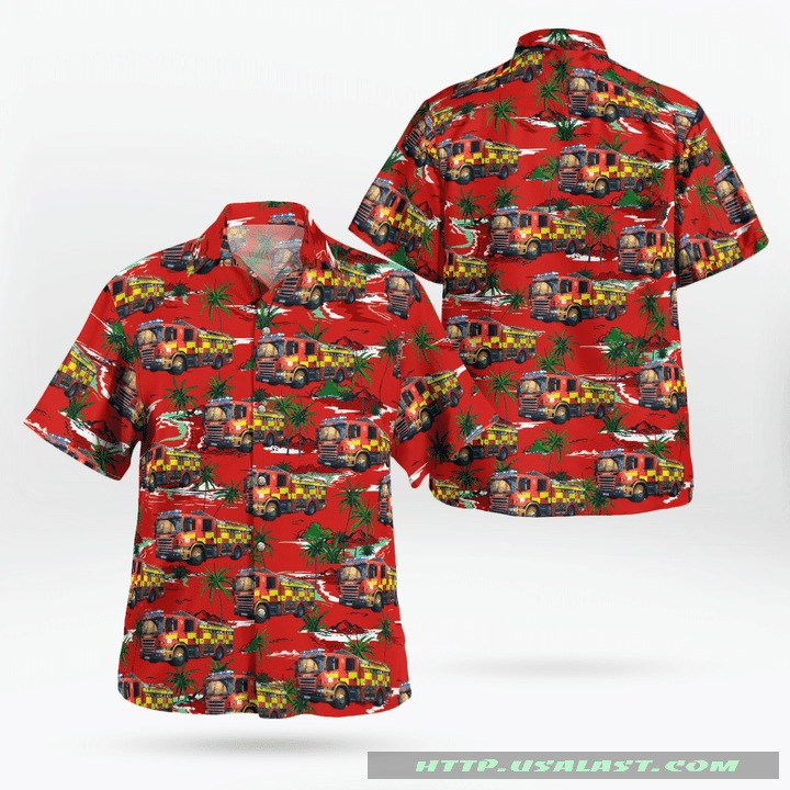 Scania Fire Truck Tropical Paradise Hawaiian Shirt