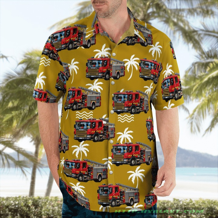 Scania Fire Truck Tropical Paradise Hawaiian Shirt