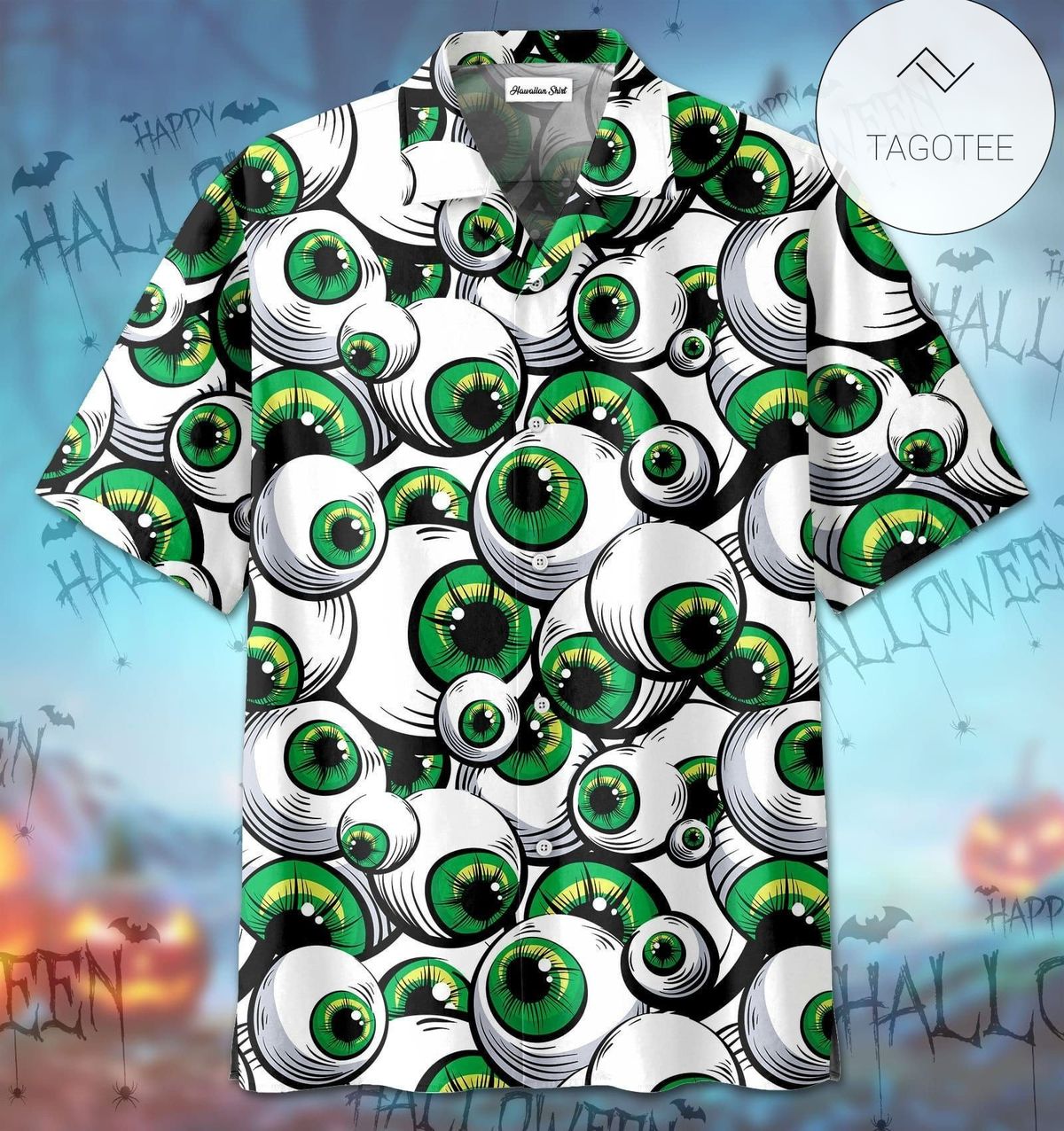 Scary Halloween Black and Red Monster Eyes Hawaiian Shirts