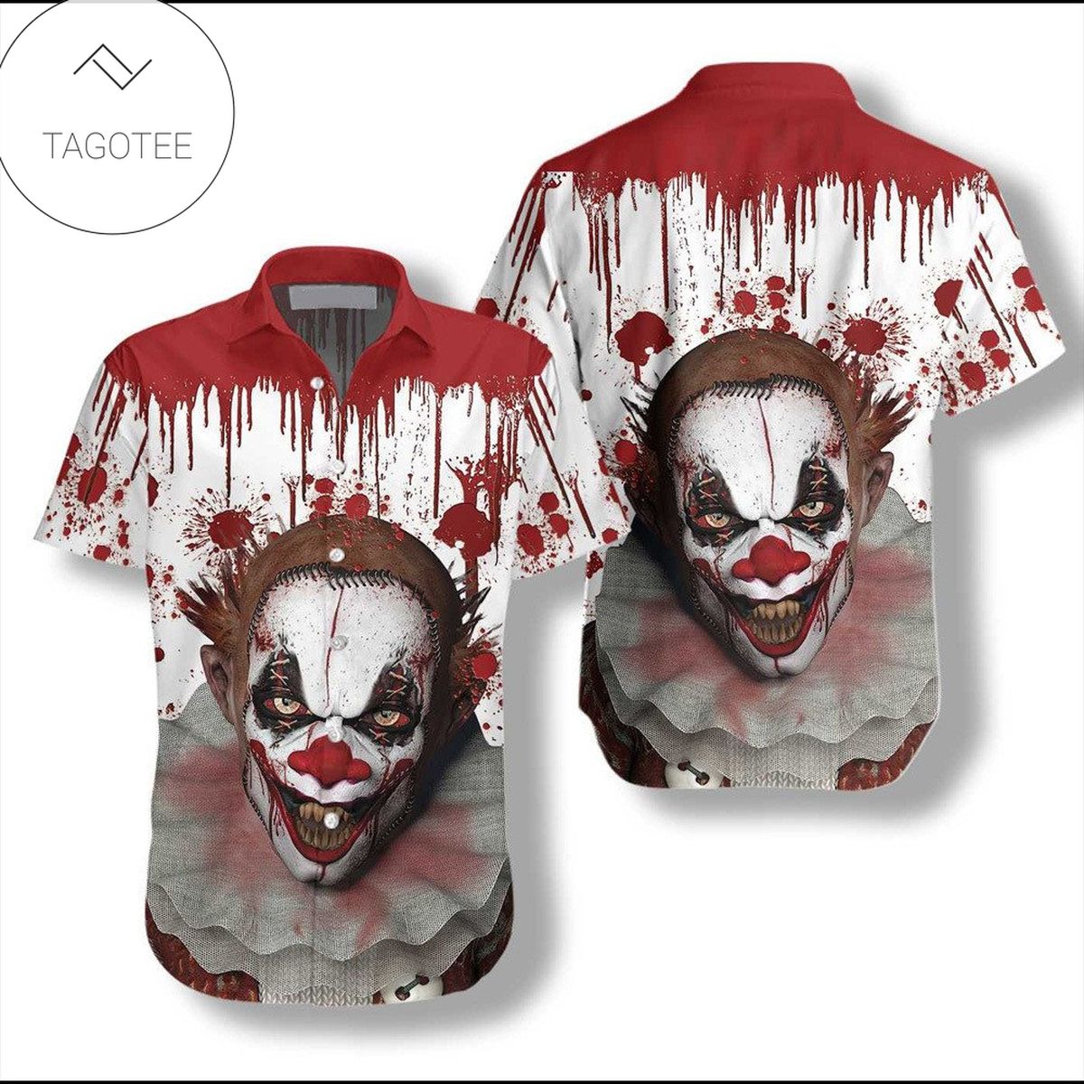 Scary Halloween Black and Red Monster Eyes Hawaiian Shirts