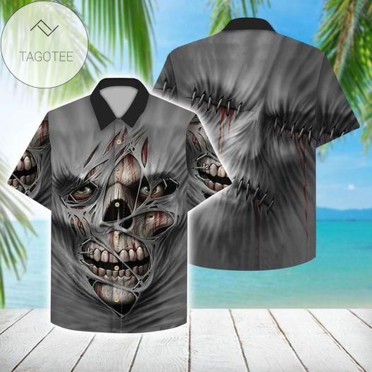 Scary Skeleton Skull Black Cool Halloween Hawaiian Shirts