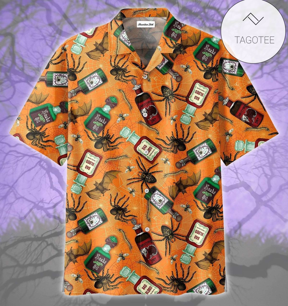 Scary Spider Halloween Bad Blood Ugly Animals Hawaiian Aloha Shirts