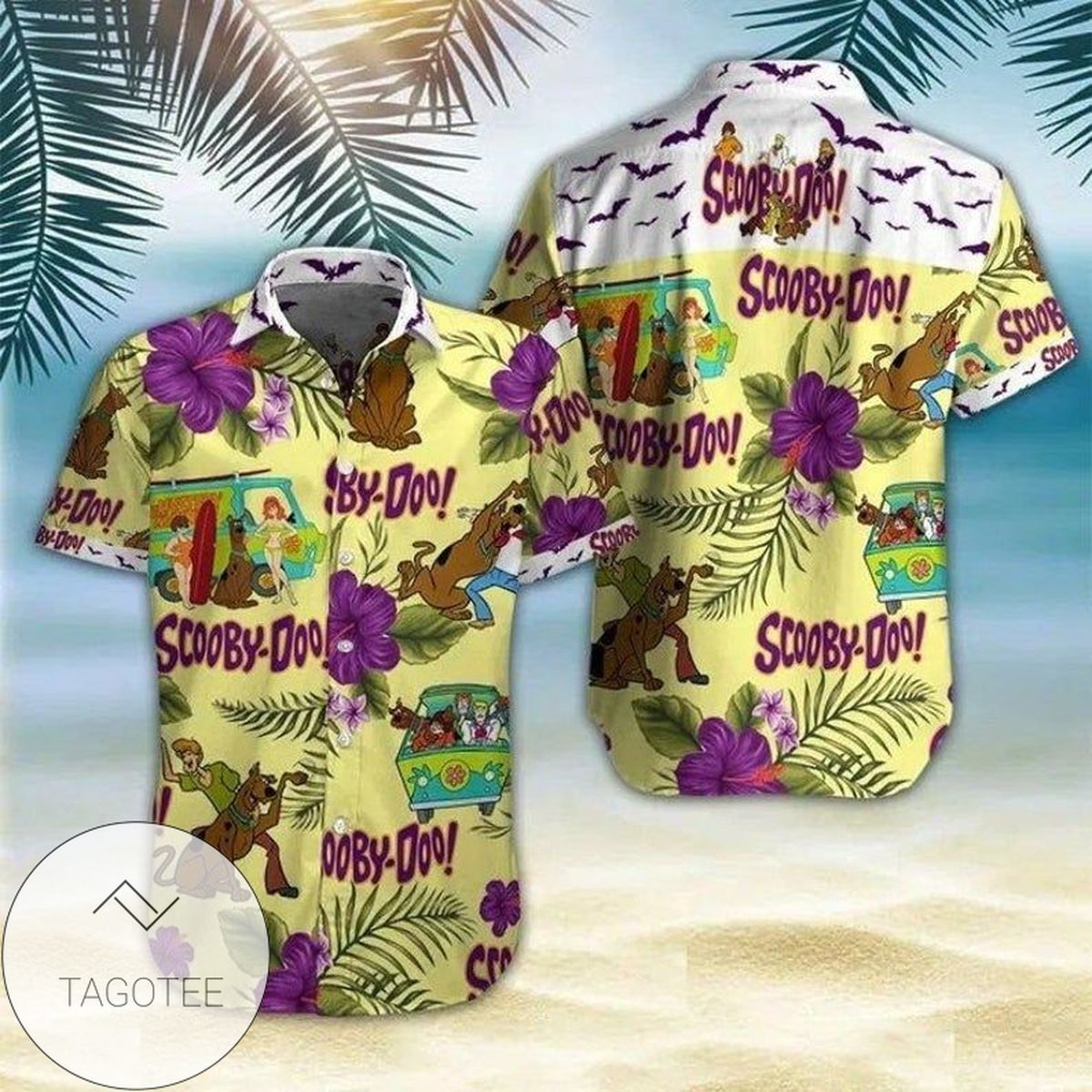 Scooby Doo Hawaiian Graphic Print Short Sleeve Hawaiian Casual Shirt