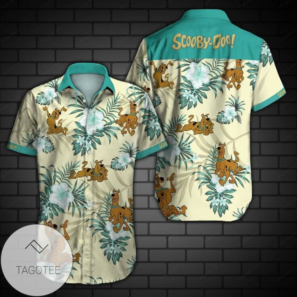 Scooby Doo Mystery Machine Tropical Hawaiian Graphic Print Short Sleeve Hawaiian Casual Shirt