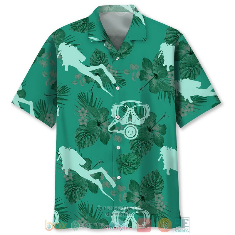 Scuba diving pattern Hawaiian Shirt